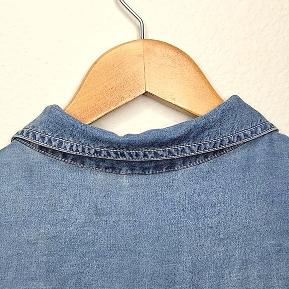 A.N.A 100% Lyocell Light Blue Casual Button Down Collared Extra Long Shirt sz XL - Picture 6 of 11